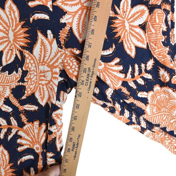 Christian Siriano Tropical  Linen Blend Floral Pants XL Pull-On Boho Wide Leg - Picture 7 of 9